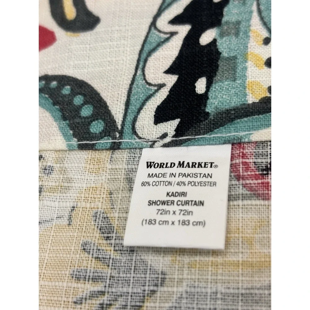 World Market  Boho Paisley Floral‎ Fabric Shower Curtain Cotton 72x72